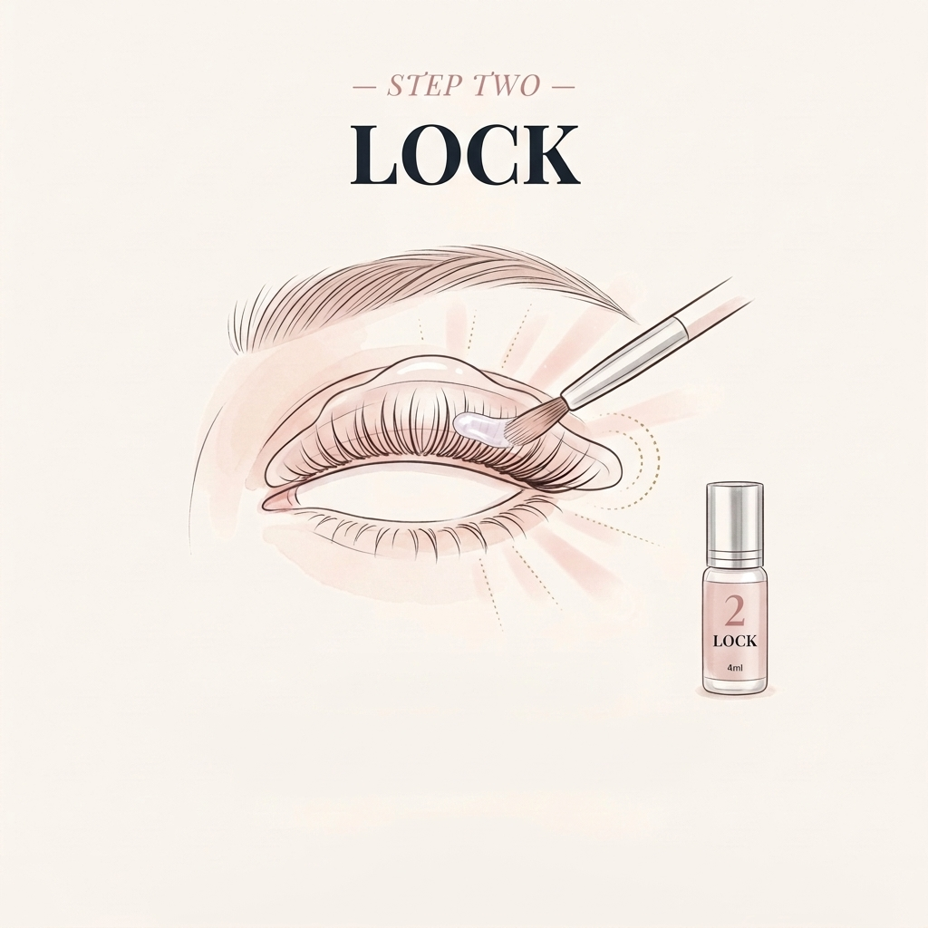 Step Two — LOCK: setting the lift with lock solution